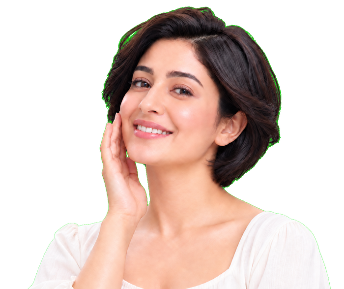 Skin brightening model close-up