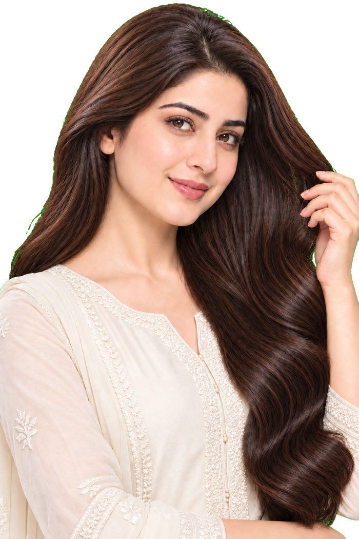 Hair care model close-up